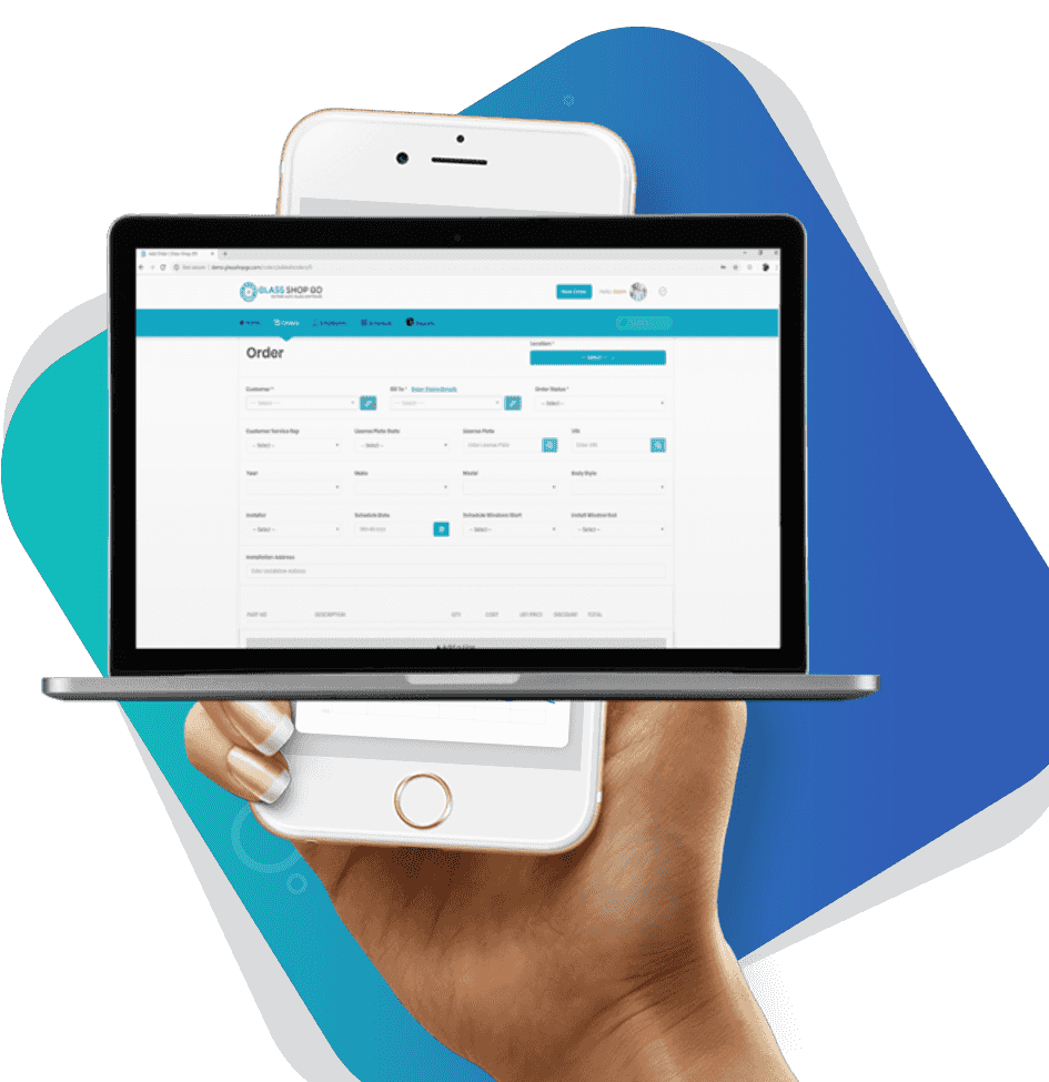 Glass Shop GO shown on desktop and mobile devices