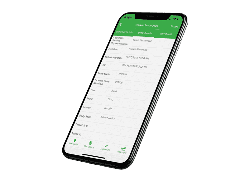 The Glass Shop GO InstallerCheck mobile app on a phone